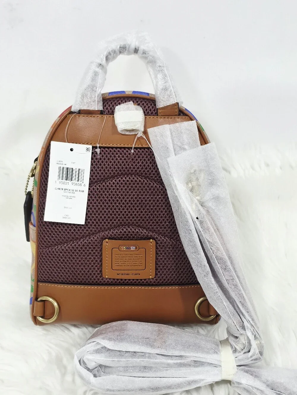 Coach Charter Backpack 18 Rainbow Signature Canvas Leather New With Tags